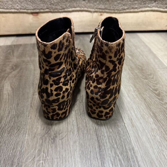 Dolce Vita Ankle Bootie Womens 7 Tan/Brown Cheetah Leopard Print Cow Fur Boots - Picture 7 of 10